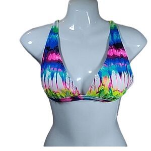 NEW O'RAGEOUS Bikini tie-dye swim top L